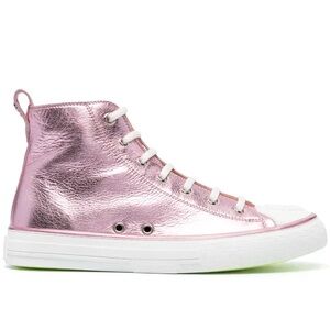 Philipp Plein Laminated Leather Hi-Top Megastar Pink - Size 38 NWT